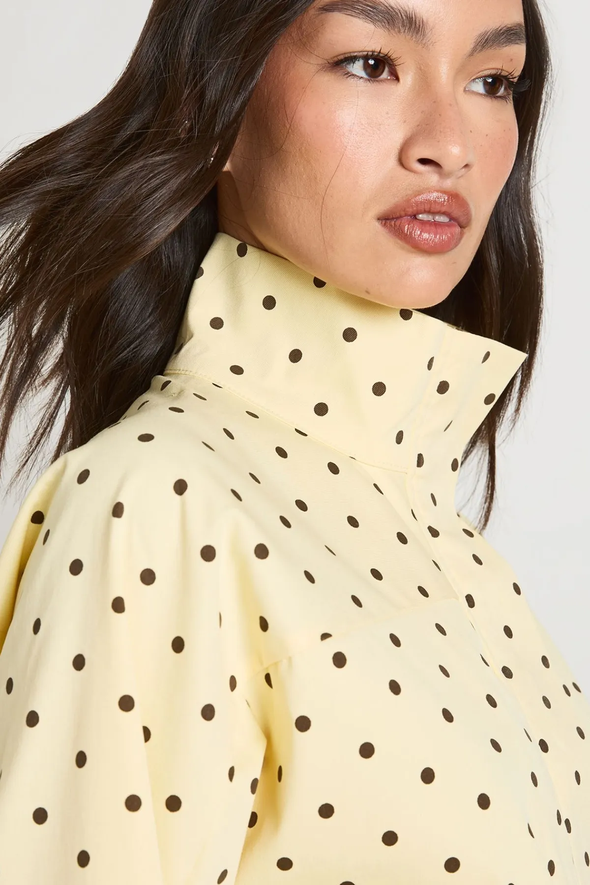 boohoo Haut À Pois En Sergé Avec Col Montant Et Fermeture Zippée<Femme Pois|Tops