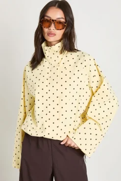 boohoo Haut À Pois En Sergé Avec Col Montant Et Fermeture Zippée<Femme Pois|Tops