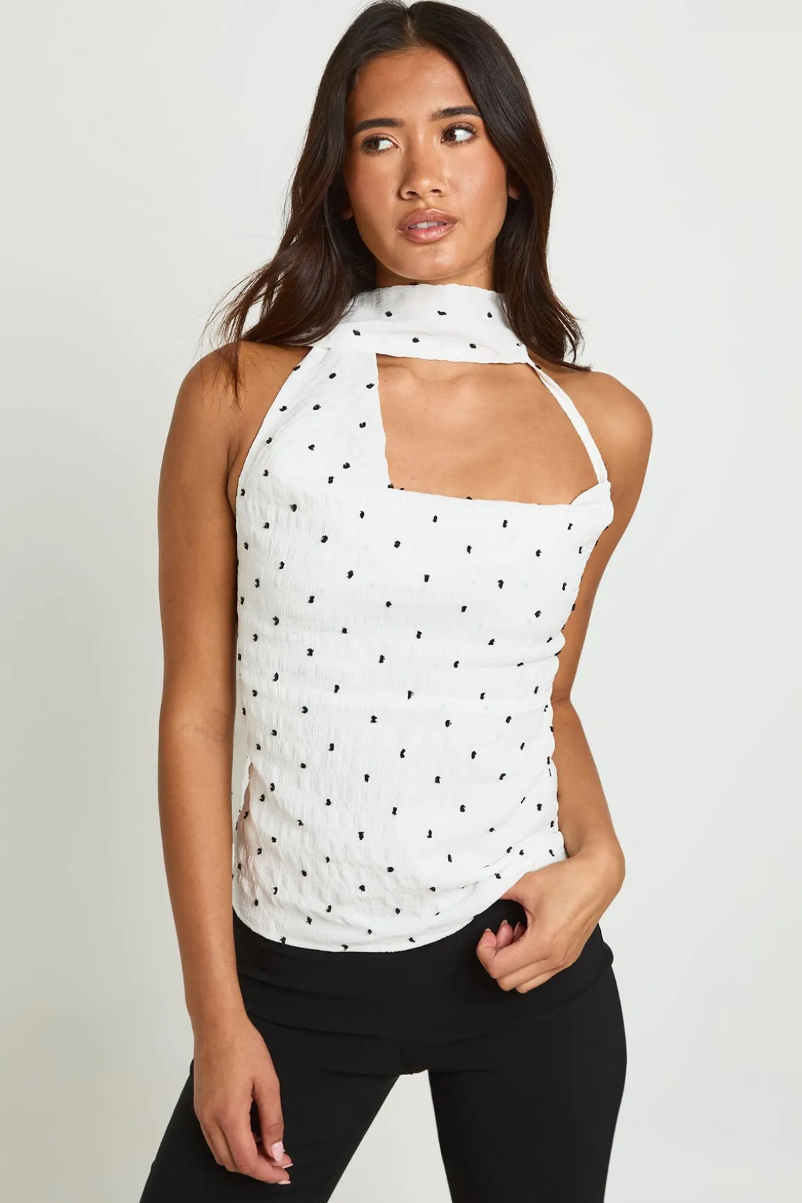 Haut À Pois Texturé Style Foulard