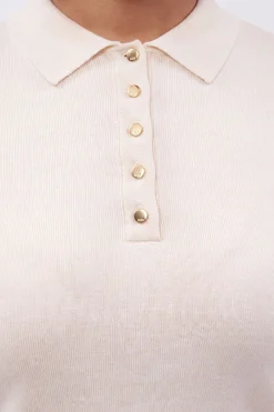 Haut Polo Grande Taille À Col Et Manches Longues En Maille Mélange Viscose