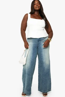 boohoo Haut pour grandes tailles à panneaux structurés en double bengaline<Femme Tops
