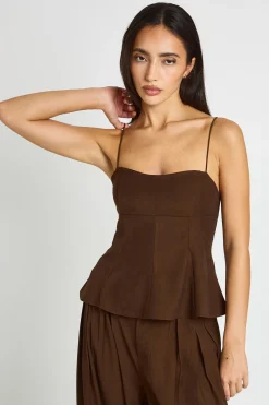 boohoo Haut Péplum Ajusté À Bretelles<Femme Tops