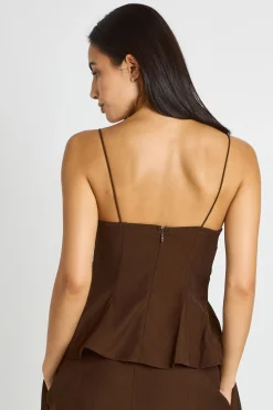 boohoo Haut Péplum Ajusté À Bretelles<Femme Tops