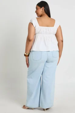 boohoo Haut Péplum À Détail De Nœud À Volants Étagés Grande Taille<Femme Tops