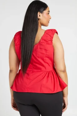 boohoo Haut Péplum En Popeline Grande Taille<Femme Tops