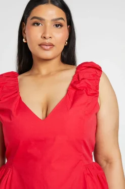 boohoo Haut Péplum En Popeline Grande Taille<Femme Tops