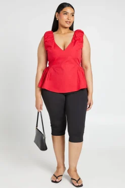 boohoo Haut Péplum En Popeline Grande Taille<Femme Tops
