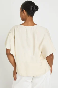 Haut Péplum Grande Taille À Décolleté Plongeant En V Et Effet Lin
