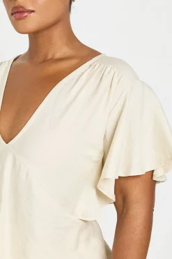 Haut Péplum Grande Taille À Décolleté Plongeant En V Et Effet Lin