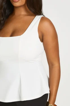 Haut Péplum Grande Taille À Encolure Carrée