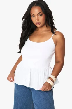 boohoo Haut Péplum Grande Taille En Mélange De Tissus<Femme Tops