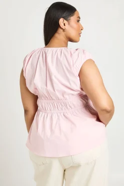 Haut Péplum Grande Taille En Popeline Avec Taille Froncée