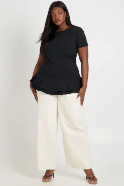 boohoo Haut Péplum Grande Taille À Manches Courtes<Femme Tops