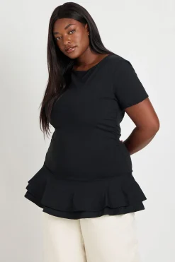 boohoo Haut Péplum Grande Taille À Manches Courtes<Femme Tops