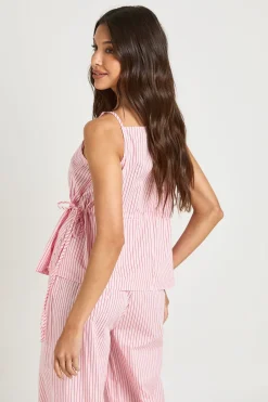 boohoo Haut Péplum À Rayures Col Bateau Avec Liens Sur Les Côtés<Femme Tops