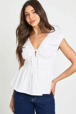 boohoo Haut Péplum À Taille Froncée<Femme Tons Neutres|Tops
