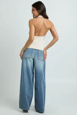 Haut Premium À Col Croisé Dos-nu Avec Découpe Et Encolure Cache-cœur