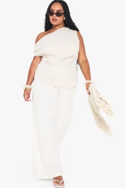 boohoo Haut rayé en lin à une épaule, taille plus<Femme Tops