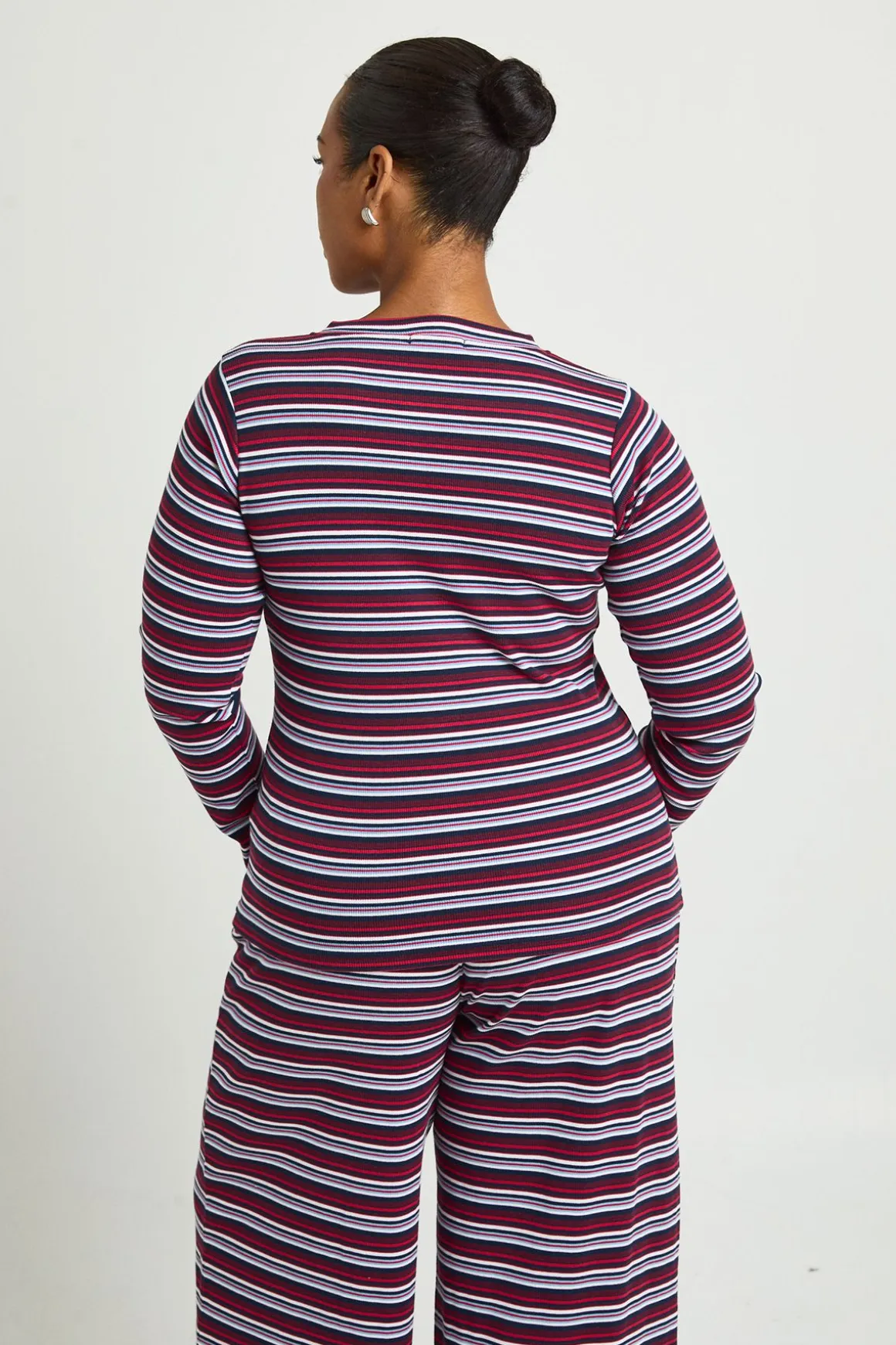 Haut Rayé Grande Taille Avec Boutonnage Sur Toute La Longueur
