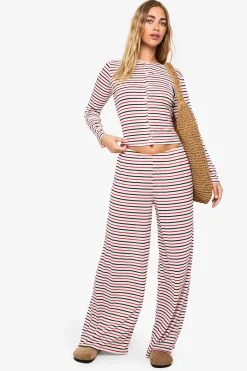 boohoo Haut Rayé À Manches Longues Avec Boutonnage<Femme Tops D’Automne|Tops