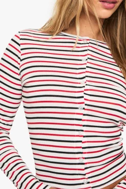 boohoo Haut Rayé À Manches Longues Avec Boutonnage<Femme Tops D’Automne|Tops