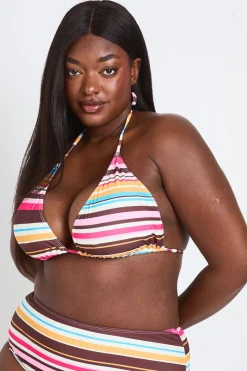 Haut À Rayures Et Bikini Taille Haute Grande Taille