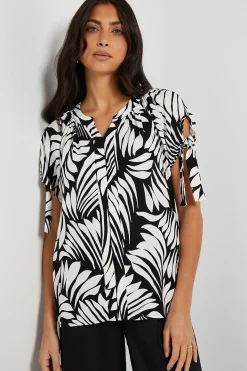 Wallis Haut Sans Col À Manches Nouées Imprimé Abstrait<Femme Tops