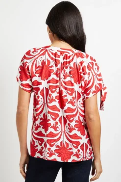 Wallis Haut Sans Col À Manches Nouées Imprimé Abstrait<Femme Tops