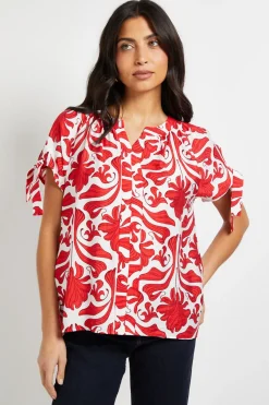Wallis Haut Sans Col À Manches Nouées Imprimé Abstrait<Femme Tops