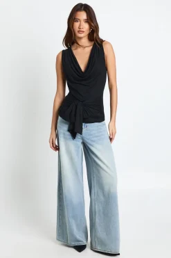 boohoo Haut Sans Manches à Col Bénitier avec Ceinture à Nouer<Femme Tops