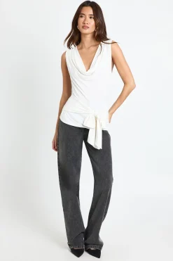 boohoo Haut Sans Manches à Col Bénitier avec Ceinture Nouée<Femme Tops