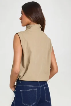 boohoo Haut Sans Manches À Col Montant Avec Fermeture Zippée<Femme Tops