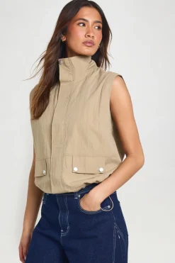 boohoo Haut Sans Manches À Col Montant Avec Fermeture Zippée<Femme Tops