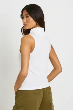 boohoo Haut Sans Manches Col Montant En Jersey Slub<Femme Tops