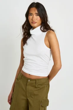 boohoo Haut Sans Manches Col Montant En Jersey Slub<Femme Tops