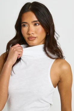 boohoo Haut Sans Manches Col Montant En Jersey Slub<Femme Tops