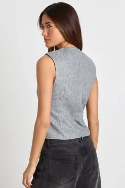boohoo Haut Sans Manches Croisé Aspect Laine<Femme Tops