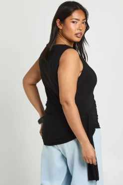boohoo Haut Sans Manches Drapé Grande Taille<Femme Tops