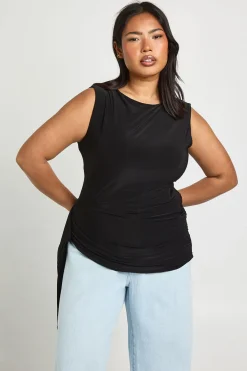 boohoo Haut Sans Manches Drapé Grande Taille<Femme Tops