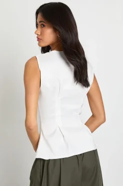 Haut Sans Manches En Bengaline Avec Taille Froncée