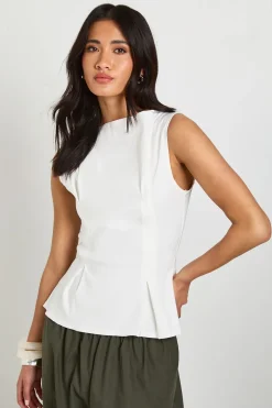 Haut Sans Manches En Bengaline Avec Taille Froncée