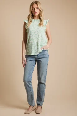 Dorothy Perkins Haut Sans Manches En Jersey Imprimé À Empiècement À Volants<Femme Tops