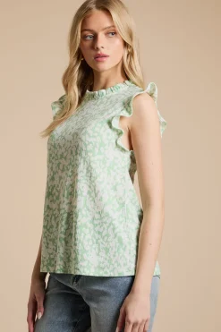 Dorothy Perkins Haut Sans Manches En Jersey Imprimé À Empiècement À Volants<Femme Tops