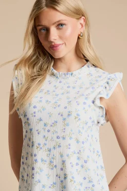 Dorothy Perkins Haut Sans Manches En Jersey Imprimé À Empiècement Volants Et Motif Fleuri<Femme Tops