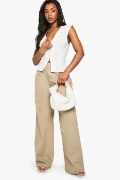 boohoo Haut Sans Manches Froncé En Bengaline Avec Fermeture À Crochets<Femme Tailleurs|Tops