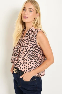 Wallis Haut Sans Manches À Imprimé Léopard Avec Boutons Petite Taille<Femme Imprimé Léopard|Tops
