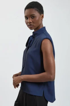 KarenMillen Haut Sans Manches À Épaules Structurées Avec Nœud Devant<Femme Tops
