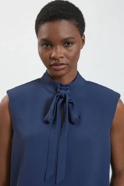 KarenMillen Haut Sans Manches À Épaules Structurées Avec Nœud Devant<Femme Tops