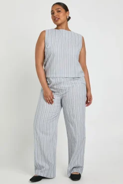 Haut sans manches rayé Plus et pantalon coordonné à jambes larges