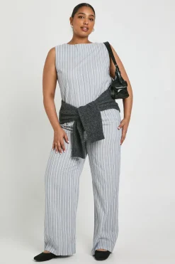 Haut sans manches rayé Plus et pantalon coordonné à jambes larges